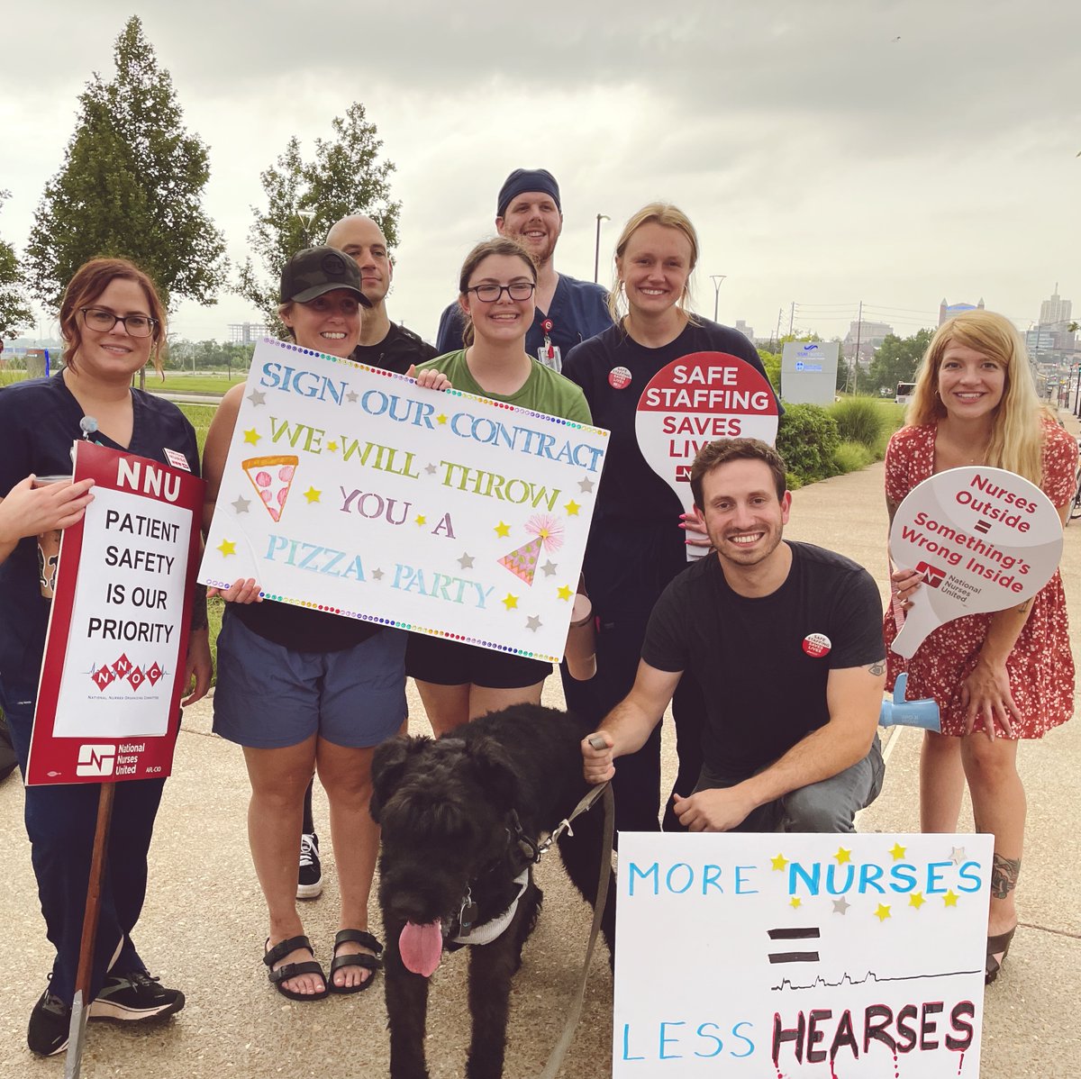 NationalNurses's tweet image. #UnionStrong nurses at Saint Louis University Hospital hit the picket lines yesterday! ✊

We’re demanding hospital management address the staffing crisis and its impact on patient safety. It’s time for administrators to stop prioritizing their bottom line over our patients!