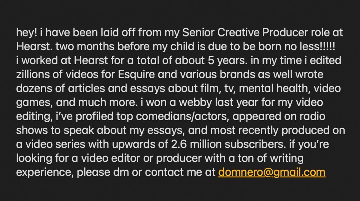 some not so cool news. ive been laid off! my website is here at domnero.com if anyone is hiring