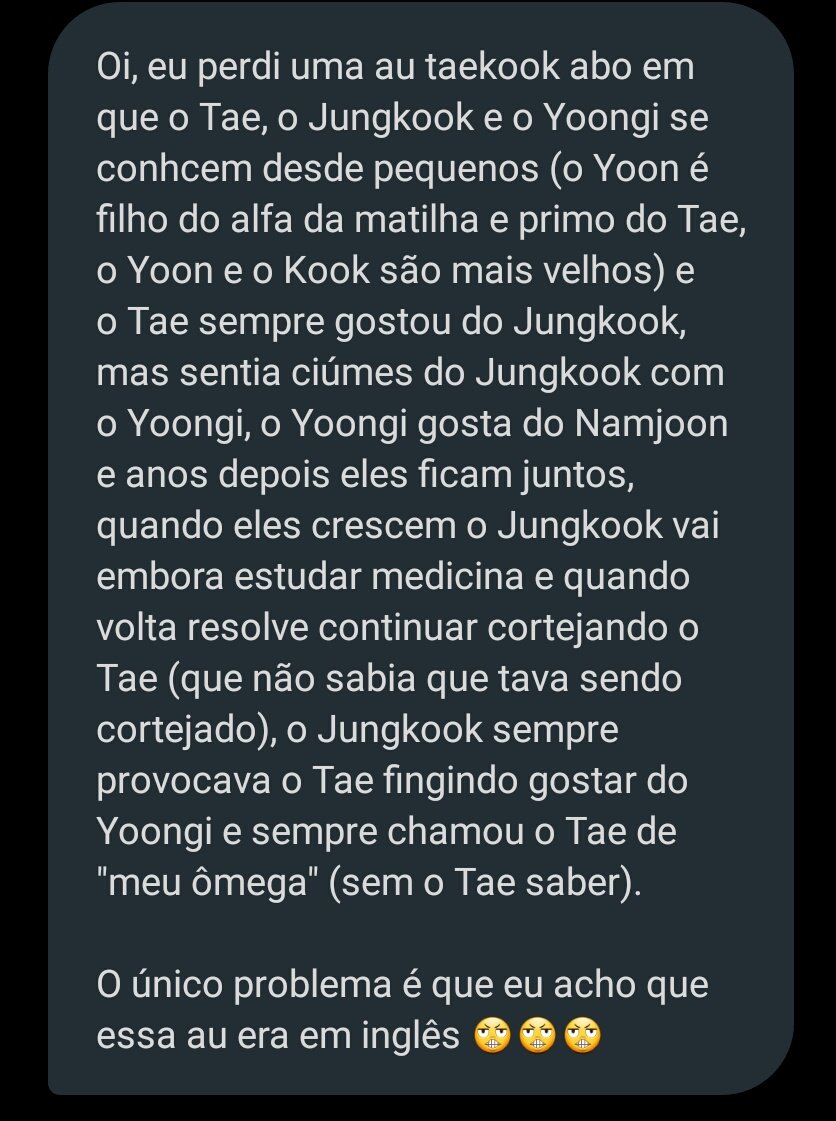 Acheific's tweet photo. AU taekook pedida por @TataHeartt se alguém souber da AU ou autore favor deixar nos comentários 
#acheitaekook https://t.co/SWncoFj8qP