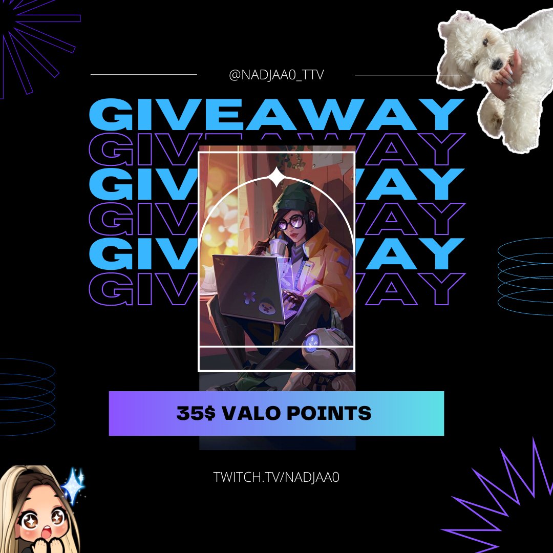 Here's the unlocked Giveaway #2 from subathon💜
✨ WIN 35$ WORTH VALORANT POINTS ✨

To enter:
• Follow <a href="/nadjaa0_ttv/">Nadja</a>🐰
• Like &amp; Retweet this post📌

Winners announced at the end of next Friday (28. July)