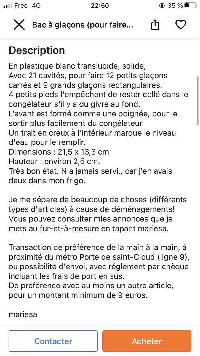 artpopchachki's tweet photo. Je ne me remets pas du niveau de précision de la description de ce BAC À GLAÇONS sur Leboncoin https://t.co/Lxm1jpsH4N