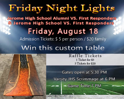 VisitJerome's tweet photo. Who is going to win this year? Jerome Tigers or First Responders? Lets pack the stands and raise lots of $$ for Jerome High School Athletics.

*Note that the Jerome High School Robotics team will also have a raffle at this event. https://t.co/smzopErkMh