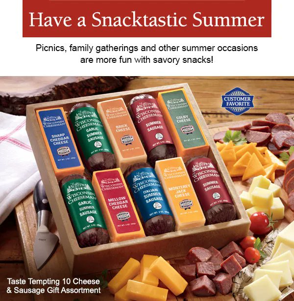 WiscCheeseman's tweet image. Make your summer gatherings more fun by adding some of Wisconsin&apos;s favorite snacks to it! 🧀 You can never go wrong with a meat and cheese platter, and we&apos;ve got the best for you! Shop our site here: buff.ly/43mp4Vu
