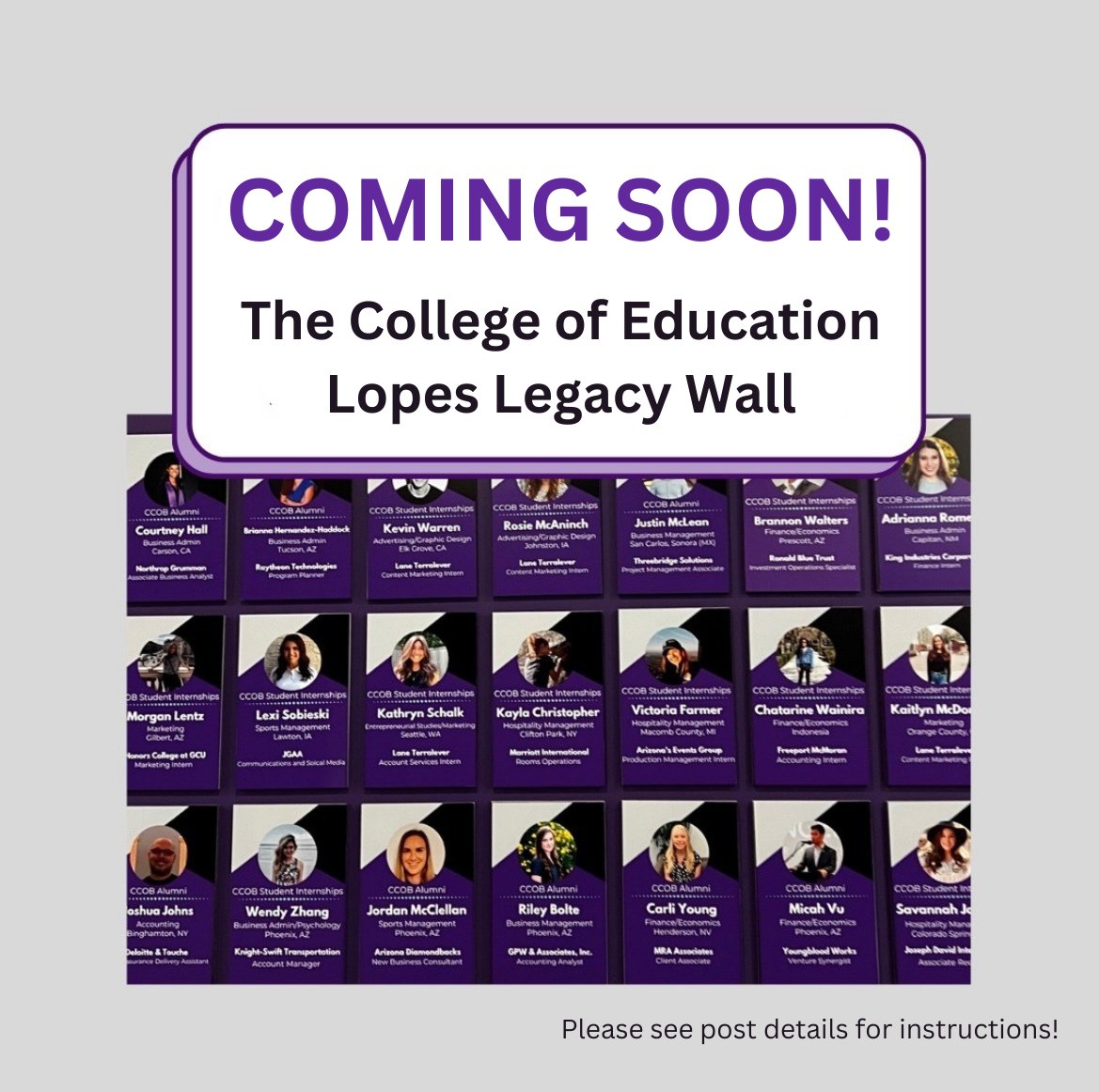 Attention Alumni! Please share your story if you want to be considered for our new Lopes Legacy Wall! Link: ow.ly/Iy2f50PfHwr #lopesteachup