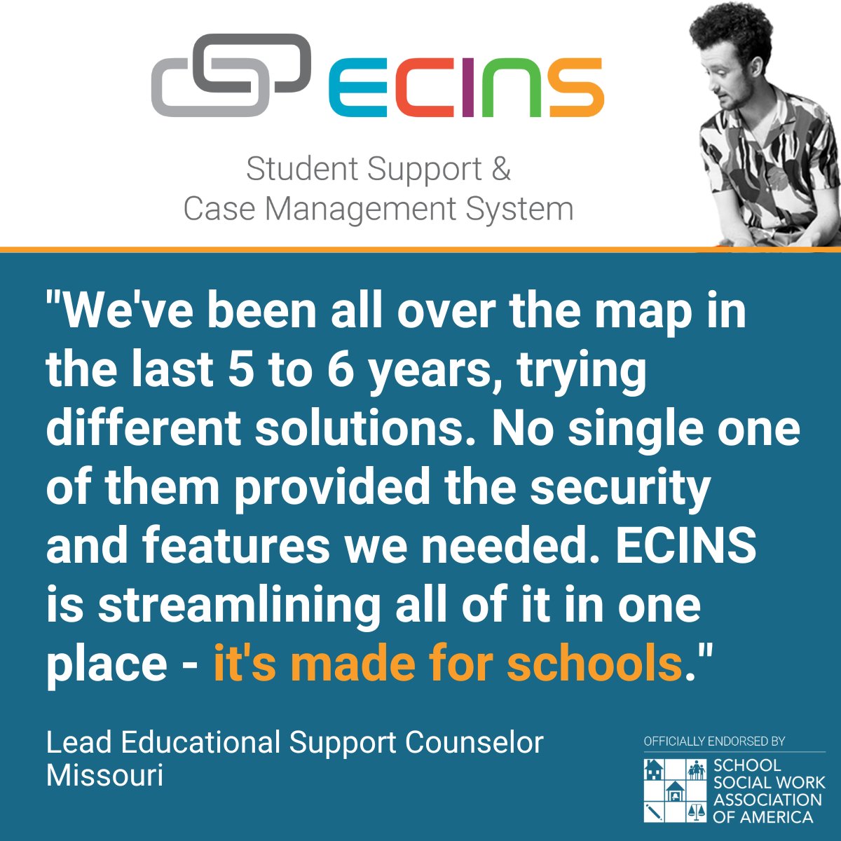 ECINSNews's tweet photo. #Schoolsocialworkers around the country are finding out how the ECINS Student Support &amp; Case Management System changes the game when it comes to #studentmentalhealth support.

Learn more at: https://t.co/ag86aGwatv https://t.co/UX1ihqhbK5