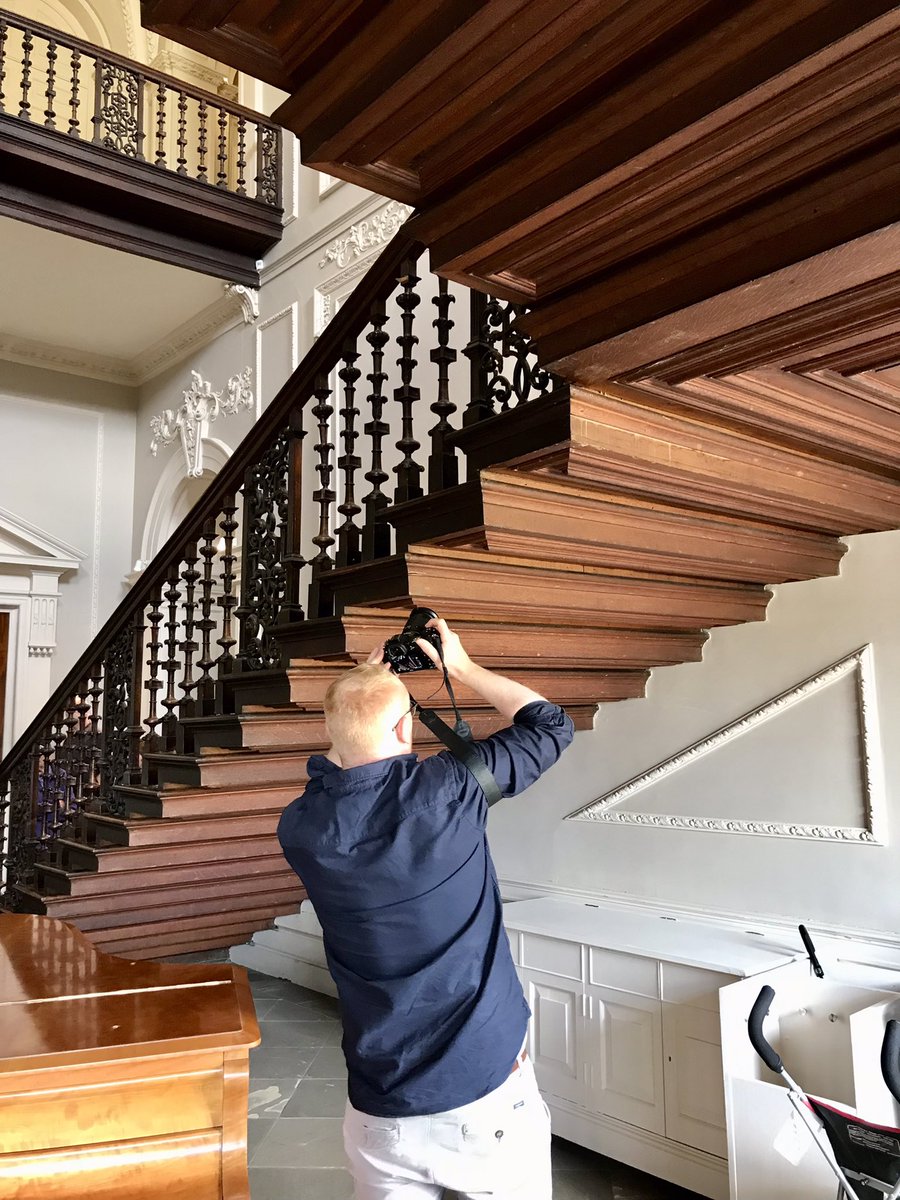 Great day at @NTBeningbrough looking at the amazing cantilevered timber staircase #LoveIrishResearch #Craft #Englisharchitecture