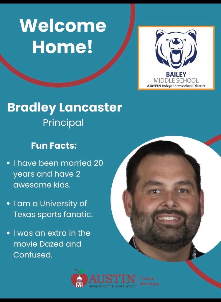Bailey Welcomes our new Principal Bradley Lancaster!