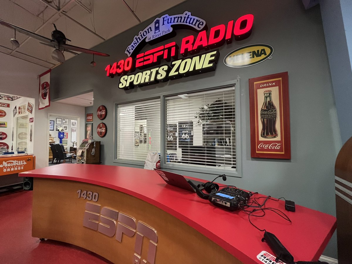 My digs for the next 3 hours! Spending the 2pm hour with Tony D… and then Home Field Advantage at 3pm: 

3:02p Local Headlines - #MWFB media days
3:20 Matt Logue, <a href="/FootballApaches/">Sanger Football</a> 
3:40 Biggest risers in HS football 
4:02 <a href="/Coach_fares/">Yosef Fares</a> and <a href="/CoachPaolinelli/">Coach Kenny Paolinelli</a>
4:40 <a href="/JacksonMoore247/">Jackson Moore</a>