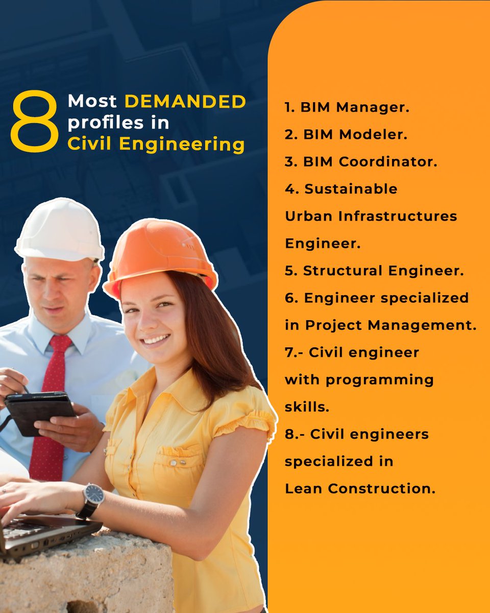 cadworkdesigns's tweet image. Meet the most demanded professional profiles for civil engineers are 👇
#CadWork #CadWorkDesigns #constructiondesign  #civilengineeringdaily #civilengineeringdaily #civilengineeringideas #houston #texas #USA #EUROPE #ASIA #Mexico #Venezuela #ERPsoftware #construtionmanagement