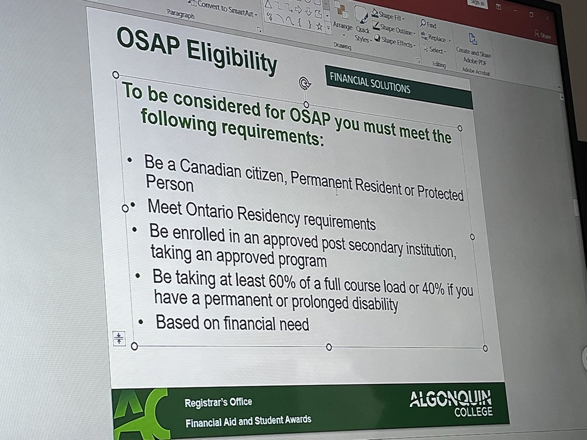 DualOcsb's tweet photo. What an informative presentation from the Financial Aid Office  @AlgonquinColleg Our summer SWAC Students learned about scholarships, bursaries and grants and how to apply for OSAP. https://t.co/T3dZeYfZqI