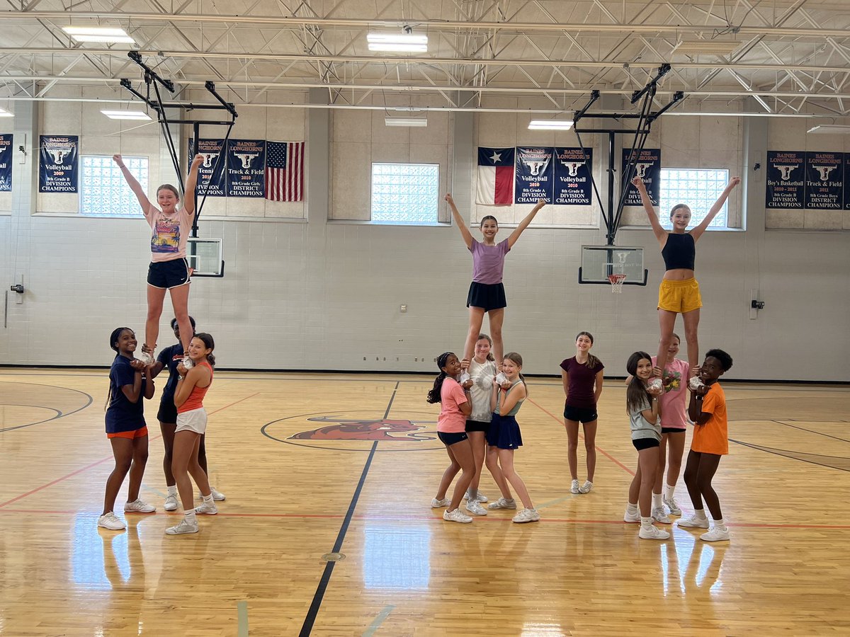 BainesCheer's tweet photo. Cheer practice #1 &amp; 2 are in the books! These girls have spent the last two practices working on some basics to prepare for NCA camp. We’re ready for lots of fun and lots of learning next week at camp!📣🤩 https://t.co/IWB3gESd88
