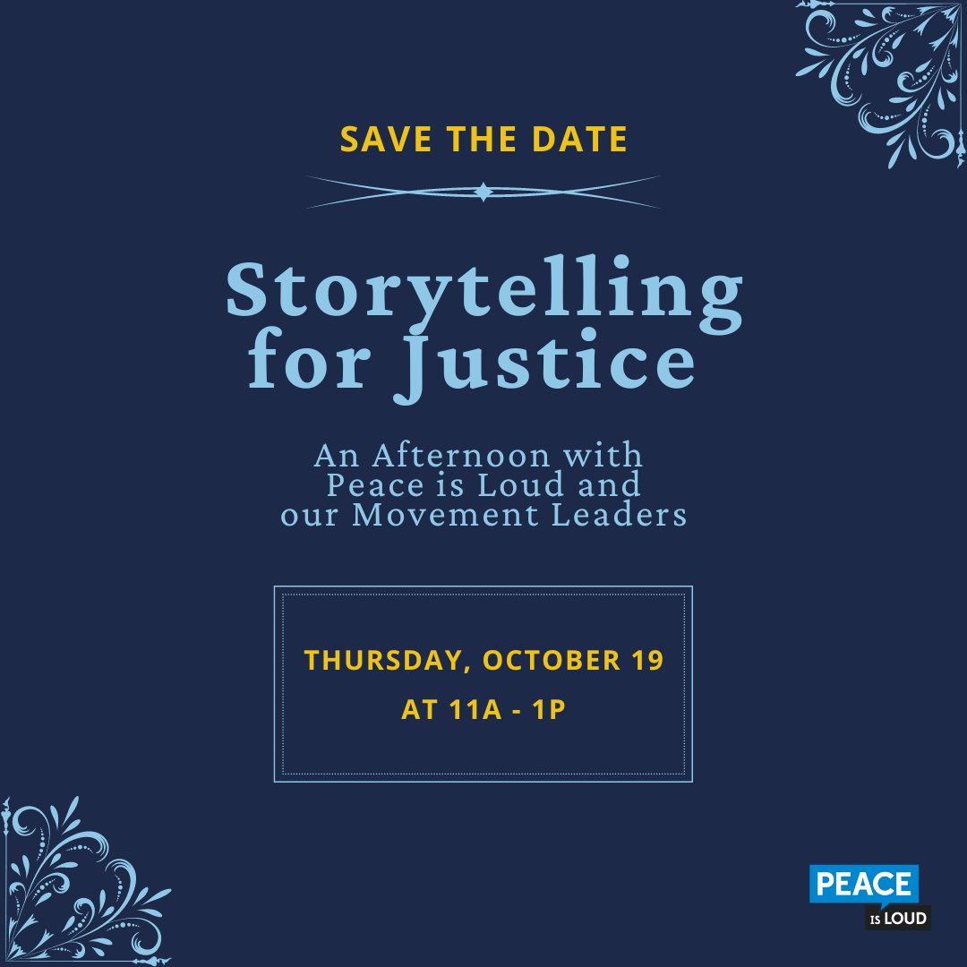 We invite you to spend an afternoon with Peace is Loud and our movement leaders to experience how storytelling can change the world. Purchase your ticket or table today: give.classy.org/PeaceisLoudFal…