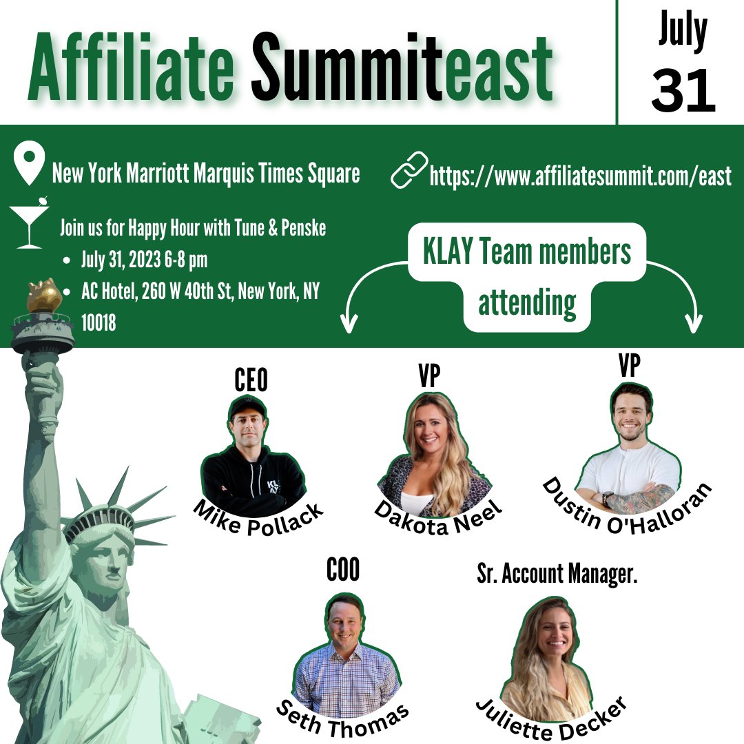 KlayMedia's tweet photo. Affiliate Summiteast is right around the corner!

We have a wonderful happy hour planned for the evening of the 31st with Tune &amp; Penske at the Castell Rooftop Bar 6-8pm. 
Visit: https://t.co/ODhgL24Cjz and click the "Meet Us" button to inquire about happy hour. https://t.co/LrLOpsDThh