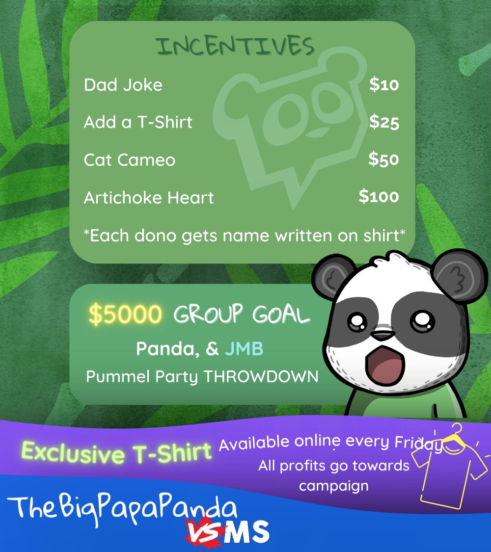 TheBigPapaPanda's tweet photo. GOOD EVENING FRIENDS!
We're live for the second time today and raising money for @MSCanOfficial with @GamersVsMS and #BossBattles!
We're gonna be jumping for joy as we play some #JumpKing for the first time https://t.co/exX7YgpXPp