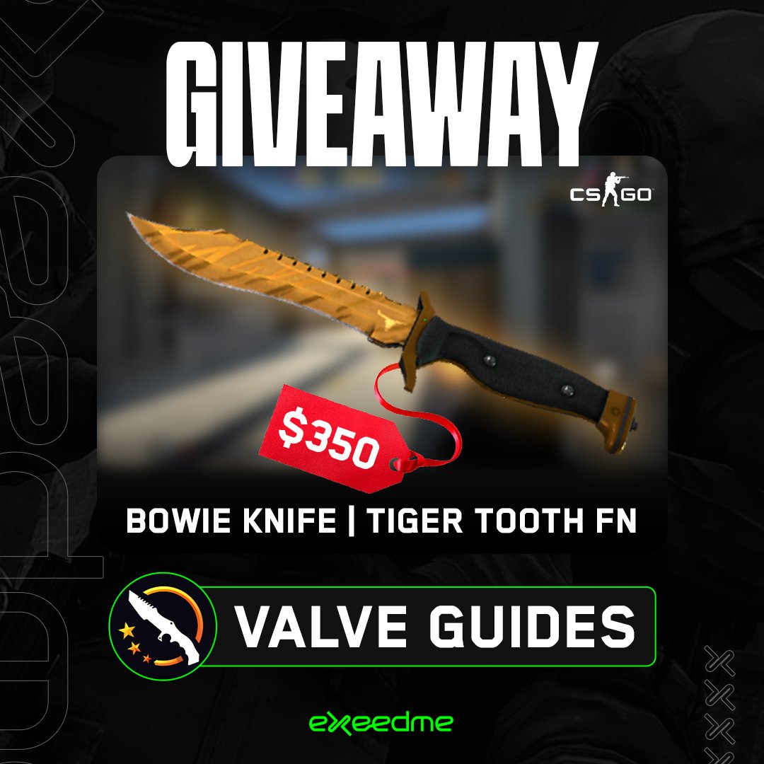 Knife to meet you. Giveaway time!

We partnered with <a href="/Exeedme/">Exeedme (now Skins Protocol)</a> to give you a chance to win a Bowie Knife | Tiger Tooth Factory New!  #CSGO. Sign up below! It's easy, and free!

exeedme.com/influencer/val…