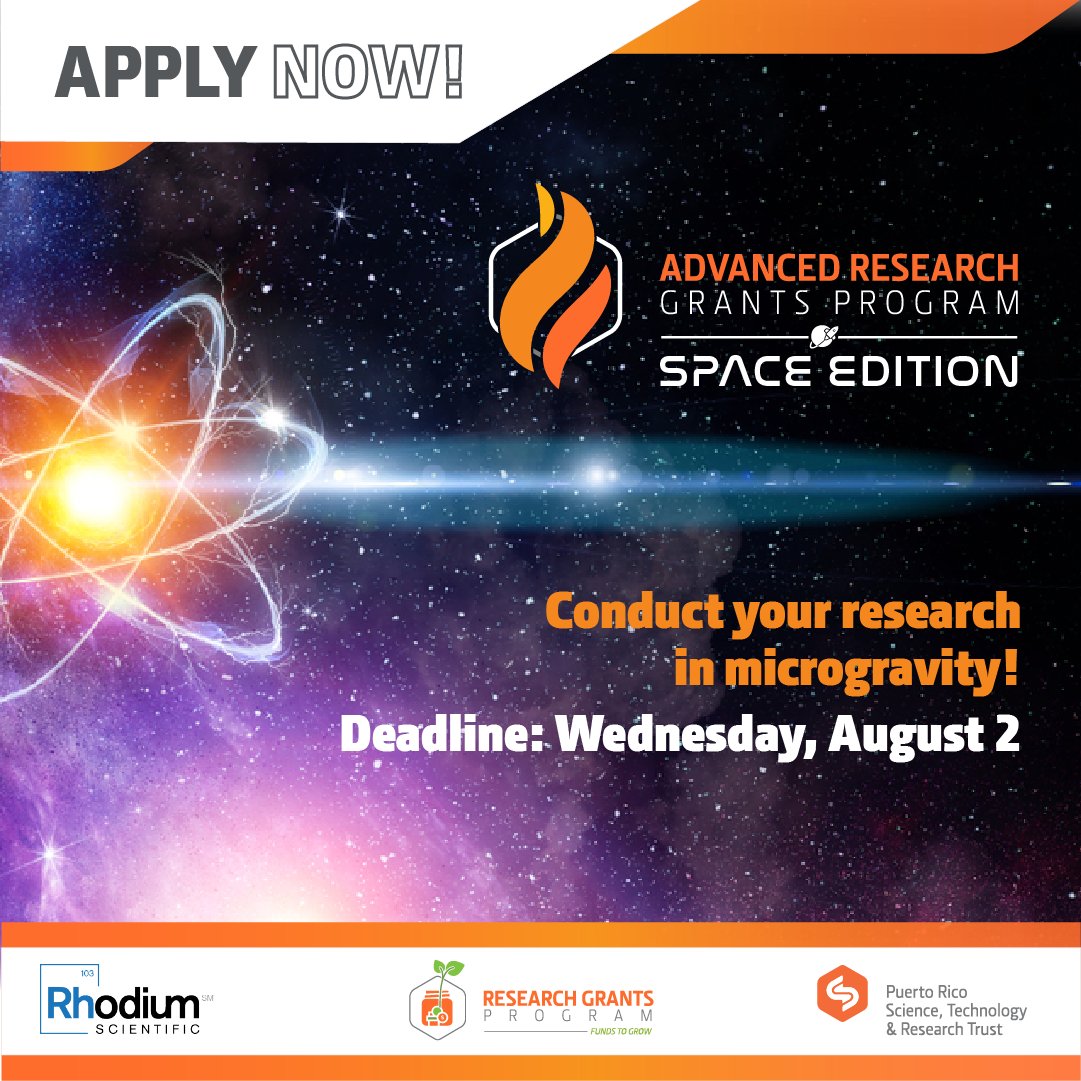🛰️ Don't miss out on this unique opportunity to send your research into space! This grant, in collab with @RhScientific, will expand the potential of microgravity research! 📆 Apply now, until August 2nd! 👉 For additional event details: prsciencetrust.org/arg-microgravi…