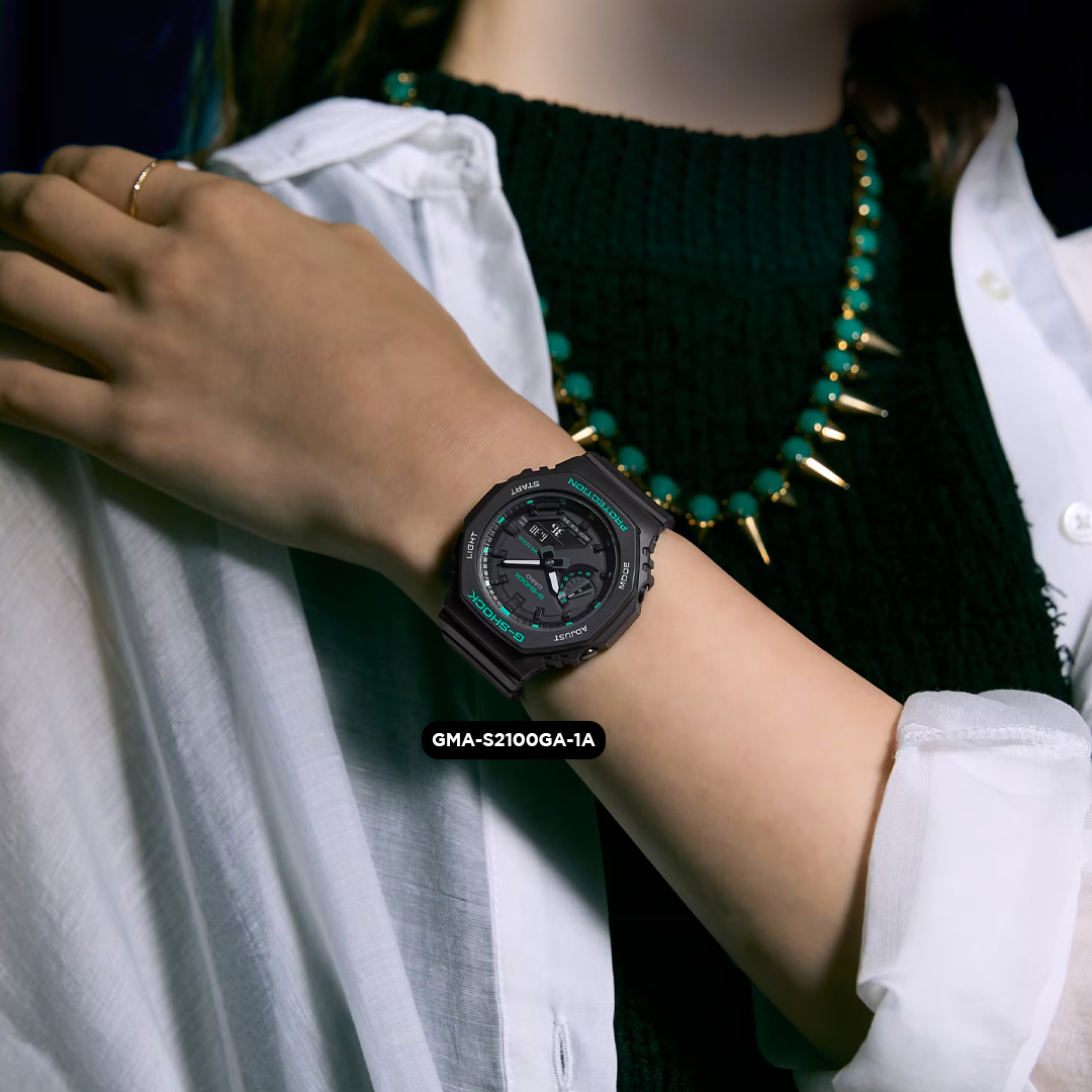 Aqueles detalhes em turquesa que elas piram. G-Shock Green Accent! 💚
Preço Sugerido: R$999,00
Acesse: gshock.casio.com/br/products/wo… 

#GShock #GShockBrasil #GShockBR #CasioRelogios #CasioGShock #GShockLover #Relogios #GShockParaElas #GShockFeminino #Moda #AcessoriosModa #GMAS2100