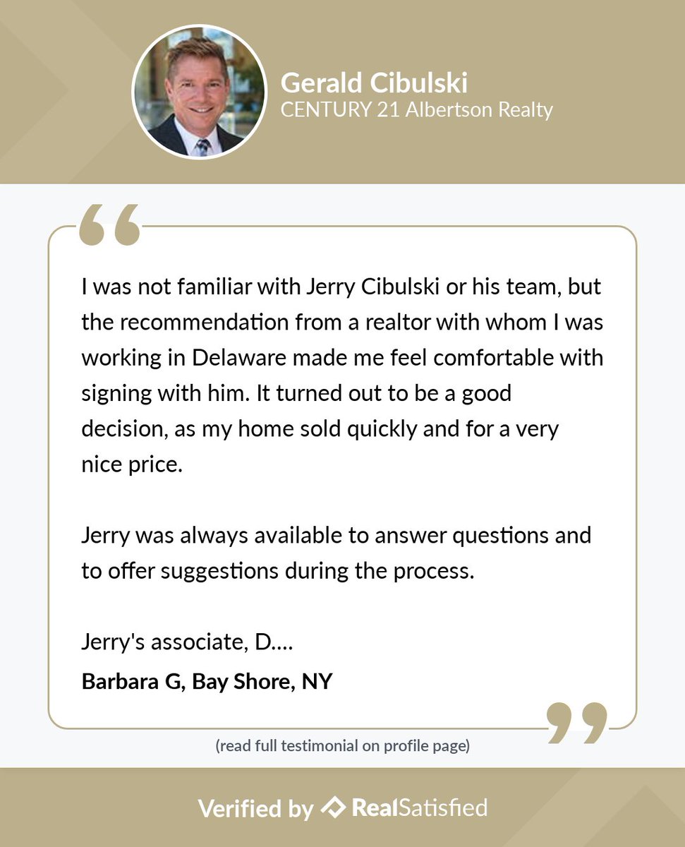 JerryCibulski's tweet photo. How heartening is it to receive a recommendation like this? #C21 https://t.co/SEu2E1ejqD via @realsatisfied https://t.co/s2GZZ4iQHd