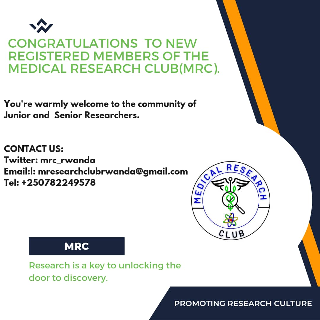 The Medical Research Club (MRC) is giving a big congratulations and warm welcome to registered members of the club this year. It is with great pleasure that they joined the community of junior and senior researchers. At @UR_CMHS school of Medicine and Pharmacy.  
#researchers