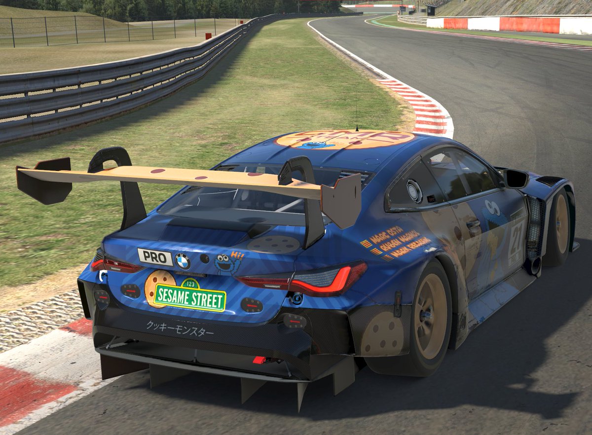 Ready for @iRacing #spa24h! Now with a little easter egg for our friends in Japan! 

We will race in timeslot #2 (Saturday 7:00 GMT). Will we meet again @norun9, @ieponskiy, @Carbo_P, @KamoriP ? 

Let's go クッキーモンスター!! 🍪😋