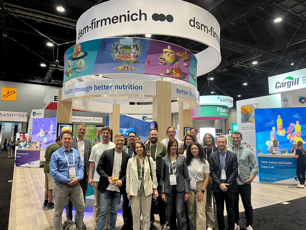 NLinChicago's tweet image. We finished off the ScaleNL Connect: Chicago visit to #IFTFirst yesterday with a stop at Dutch multinational @dsmfirmenich’s booth to talk about how the nutrition, health, &amp;amp; beauty giant drives innovation in ingredients and sustainability and works with startups.