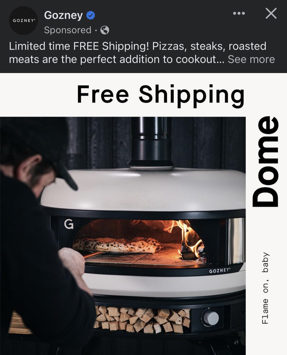 I keep getting ads for free shipping on this $2000 pizza oven. I promise you, the shipping is not the barrier to me getting your pizza oven.
