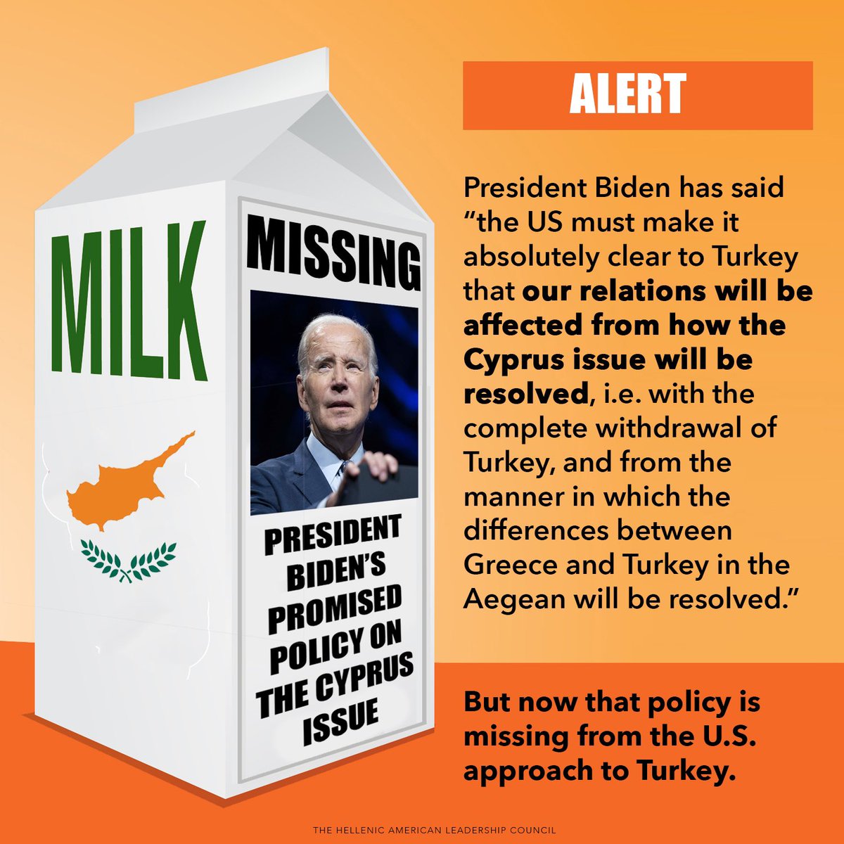 For decades, Senator and then Vice President <a href="/JoeBiden/">Joe Biden</a> was crystal clear about the injustice that is Turkey’s continued occupation of Cyprus. 

His Administration has veered him off course. Time for <a href="/POTUS/">President Donald J. Trump</a> to disregard unwise counsel and personally step up to #FreeCyprus.