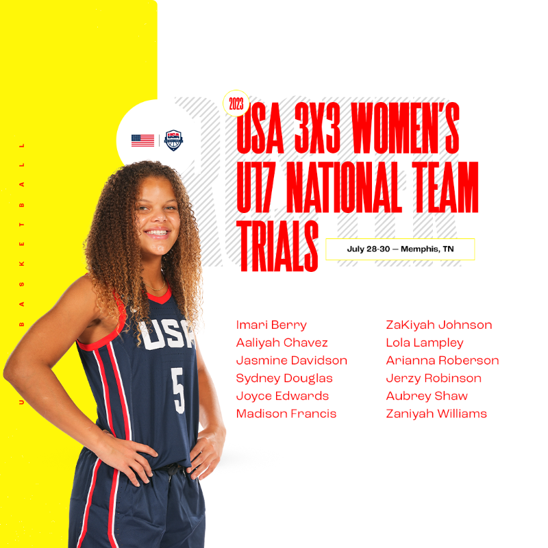 usab3x3's tweet photo. 12 athletes have accepted invites to compete in 🇺🇸 USA 3x3 Women's U17 National Team trials July 28-30 in Memphis, TN!