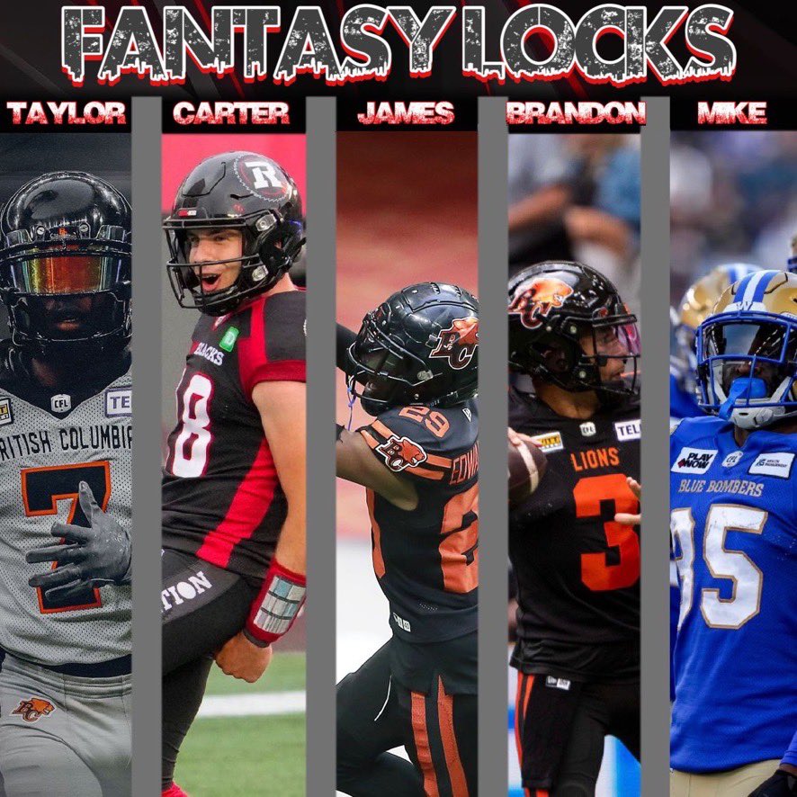TrueNorthCFPod's tweet photo. Week 7 kicks off tonight so here is our predictions, locks and a poster for the game tonight! #CFL #Bombers #Elks #Riders #BCLions #Ticats #Argos #Redblacks #Als #Stamps https://t.co/vQOovOFX4H