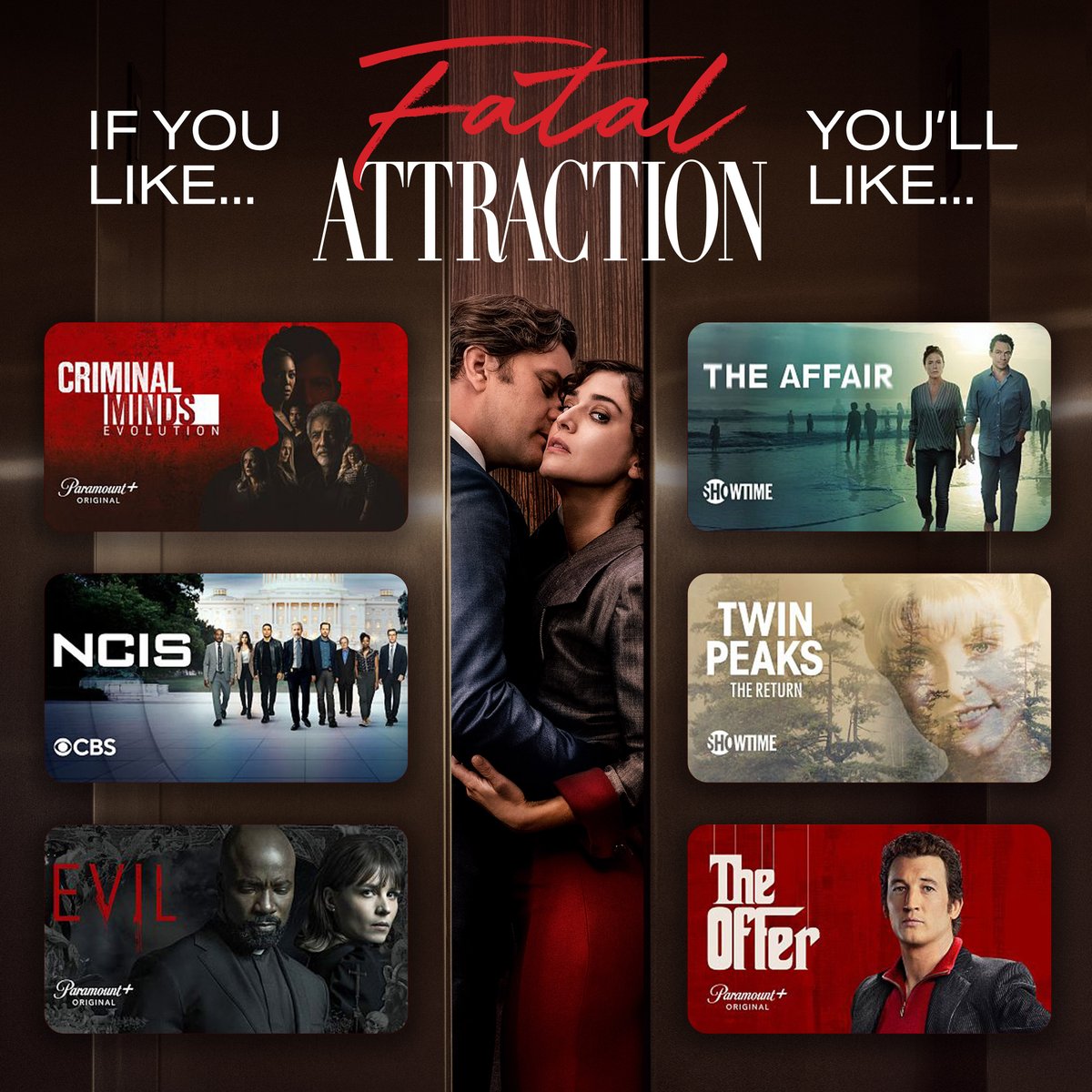 All caught up with @FatalAttraction? Give these other shows a try 😉 Streaming on Paramount+ with @Showtime.