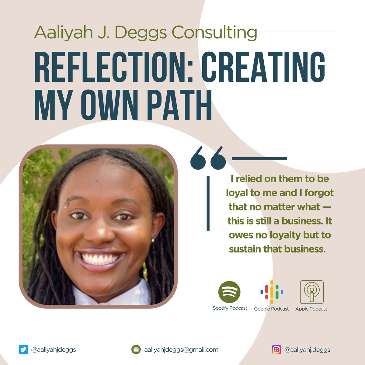 Reflection: Creating My Own Path Podcast Episode clip   instagram.com/p/Cu7zZdlRQ68/… Listen to full episode here: anchor.fm/aaliyah-j-degg…

#AaliyahJDeggs #AJDC #Podcast #Reflection #Consultant