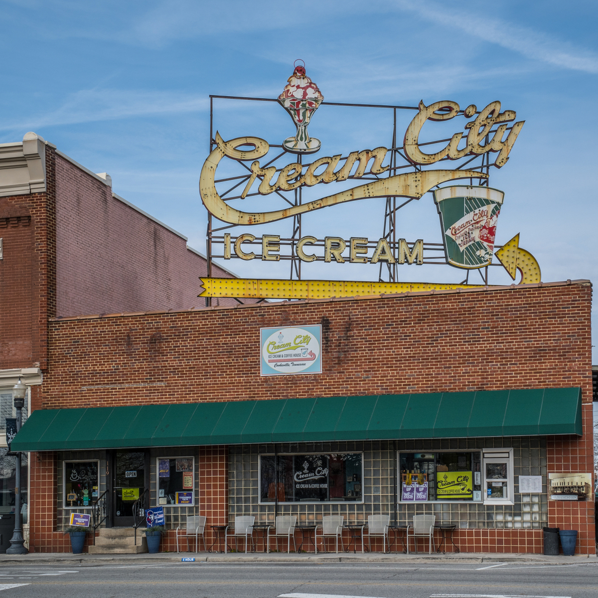 Cool off this #summer with a #sweettreat from Cream City Ice Cream & Coffee. Just look for the iconic neon sign that illuminates the Westside of Cookeville. This family-owned #icecreamshop offers over 40 unique flavors and signature #coffee. bit.ly/3C8p13g