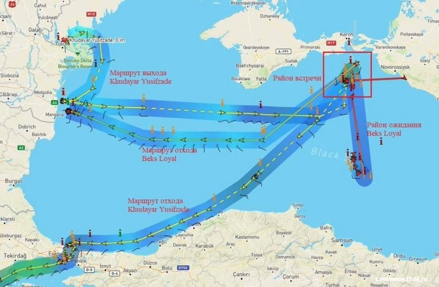 RusiaInforma's tweet photo. 🇷🇺🇺🇦🖥️⚡⚠️ El grupo ruso de hackers #RaHDit ha publicado un esquema de rutas de buques civiles desde los que podrían haberse lanzado embarcaciones no tripuladas a través del puente de Crimea.
Según su información, los barcos no tripulados podrían haber sido lanzados desde dos https://t.co/IurEc25OYm