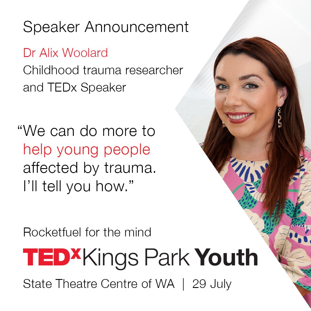 Join Dr <a href="/AlixWoolard/">Dr Alix Woolard</a> on Saturday July 29 at she chats all things #trauma research and coping strategies at <a href="/tedxkp/">TEDxKingsPark</a> Youth. To get your tickets, visit: bit.ly/46WPaBs #PerthEvents #OnInPerth
