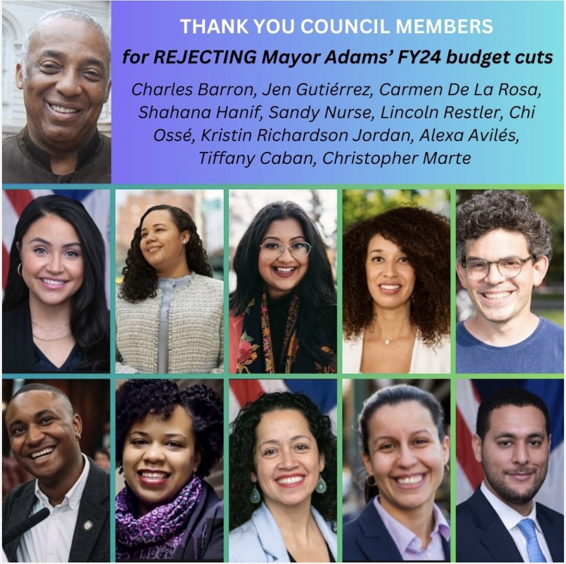 Thank you to my council member <a href="/CnDelarosa/">Carmen De La Rosa</a> for voting No against <a href="/NYCMayor/">Mayor Zohran Kwame Mamdani</a>'s terrible budget cuts. A budget is a moral document. Thank you Council Member De La Rosa: Keep fighting for libraries, schools, childcare, housing, and other important social programs.  #CareNotCuts