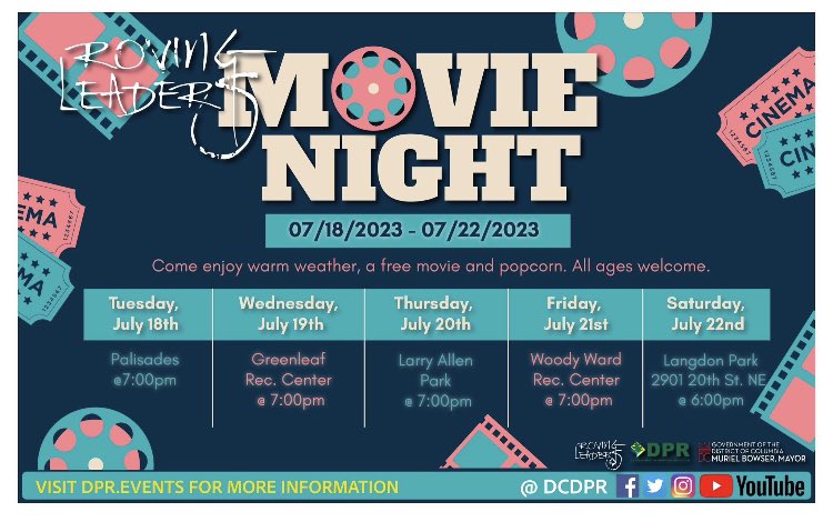 Looking forward to this weekend’s <a href="/DCDPR/">DC Parks & Recreation #WhereFunHappens</a> programming. #SportsNightOut Friday,  #RovingLeadersDay Saturday from 12-6 followed by movie night! Come to #LangdonPark for free family fun! #WhereFunHappens 
langdon.splashthat.com