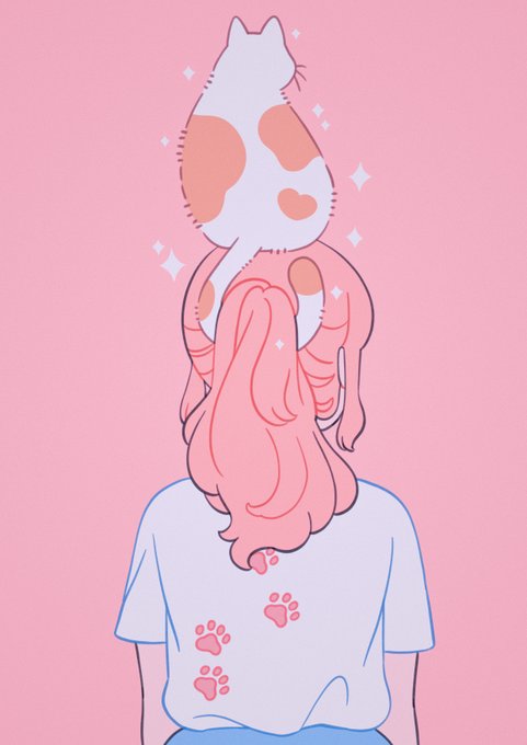 「cat on head white shirt」 illustration images(Latest)