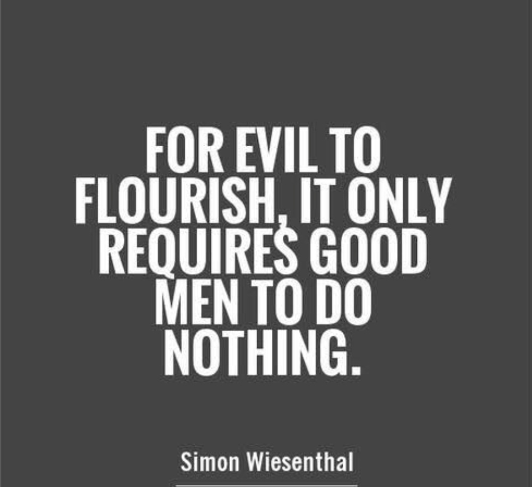 "For evil to flourish, it only requires good men to do nothing."