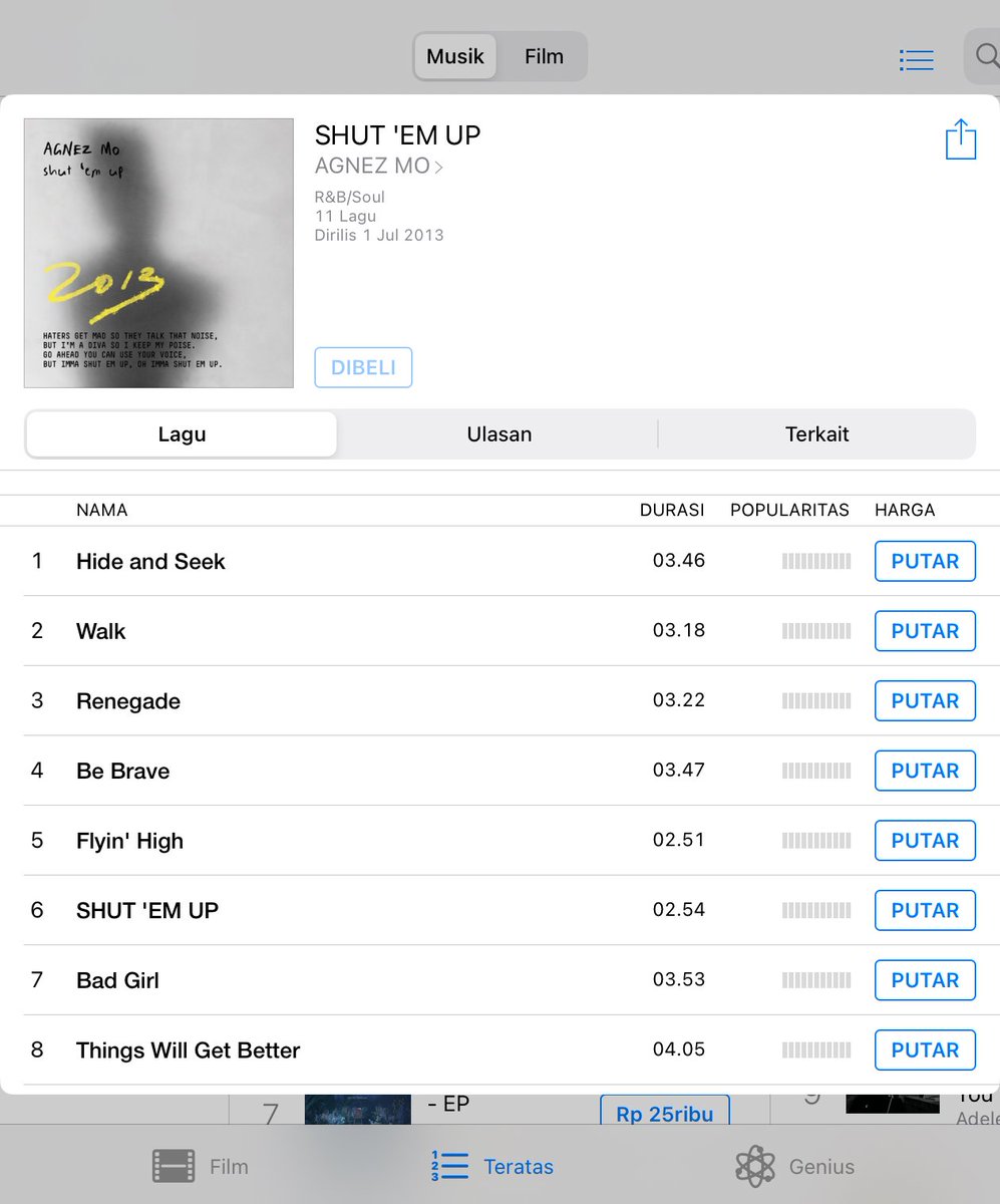 heffheven's tweet image. Things Will Get Better 
#ThingsWillGetBetter
Charts #23 All Genre iTunes Indonesia 
Buy Now 
Congrats AgnezMo 
Shut 'Em Up Album Charts #1 All Genre Indonesia Album iTunes
Legacy Pro AgnezMo
SHUT 'EM UP Album AGNEZ MO
Available in Apple Music iTunes
@agnezmo
#Agnation #ShutEmUp