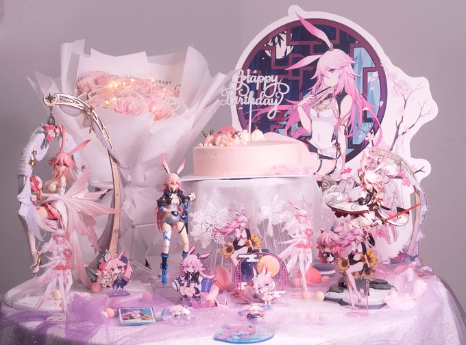 #YaeSakuraBirthdayParty | Sakura, happy birthday!  The world is ablaze with crimson cherry blossoms, an exquisite sight not to be missed.  Sakura, happy birthday! #HonkaiImpact3rd