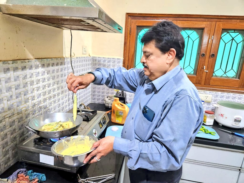 N_RamchanderRao's tweet photo. Enjoying the process of making mirchi #bajji - a delicious and satisfying treat! https://t.co/FXfWOGZ6Z7