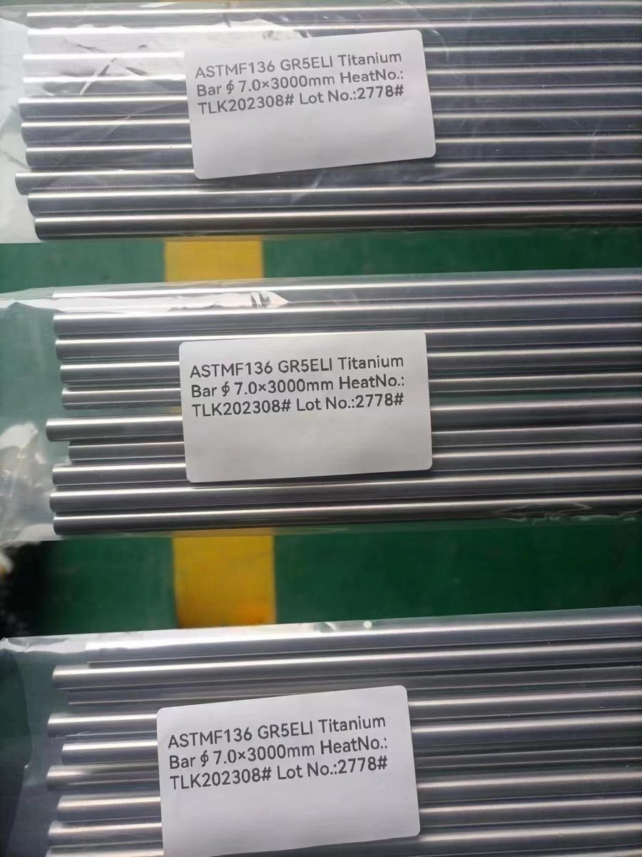 bettygirl365's tweet image. A batch of ASTMF136 GR5ELI Titanium Bars DIA5.0/6.0/7.0 ready to be shipped #ASTMF136 #GR5ELI #TitaniumBars #titaniumrods #medicaltitanium #medicaltitaniumbars #titaniumalloy #medicaltitnaiumalloy #medicalgradetitanium #implantgradetitanium #ti6al4veli #gr23titanium #grade23