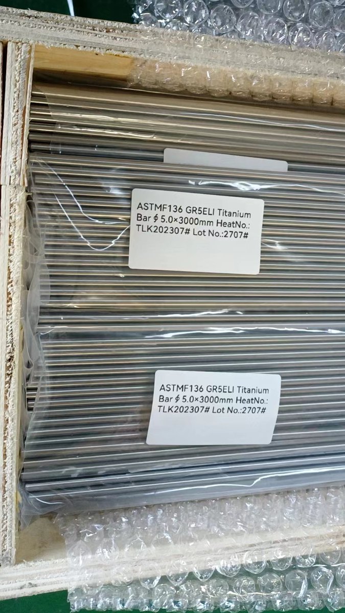 bettygirl365's tweet image. A batch of ASTMF136 GR5ELI Titanium Bars DIA5.0/6.0/7.0 ready to be shipped #ASTMF136 #GR5ELI #TitaniumBars #titaniumrods #medicaltitanium #medicaltitaniumbars #titaniumalloy #medicaltitnaiumalloy #medicalgradetitanium #implantgradetitanium #ti6al4veli #gr23titanium #grade23