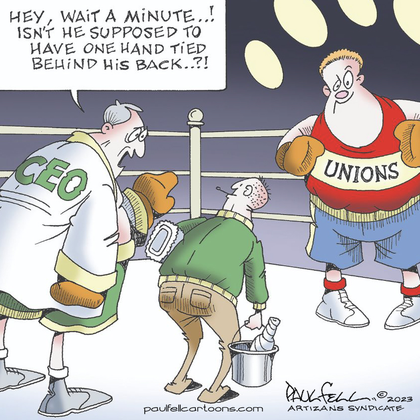 As the #SummerOfStrikes is showing, what's going to happen to the overpaid executives when workers, through their unions, finally make it a fair fight? #UnionStrong 
paulfellcartoons.com/artizanstoons2…
