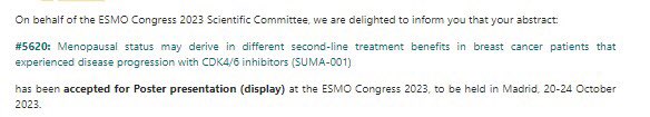 First accomplishment of SUMA, our breast cancer national collaborative group! @myESMO Congress 2023 here we go. This is the only way: together 💪🏼💪🏼💪🏼@fwaisberg1 @ggabuin @CMicheri @dlkaen