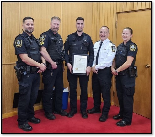 Yesterday Chief Corrado awarded the Life Saving Commendation to Deputy Sheriff Corey Harman, #CranbrookBC. Deputy Harman extracted people from a serious, fiery car crash in which two others sadly lost their lives. TY DS Harman for your brave &amp; life saving actions.