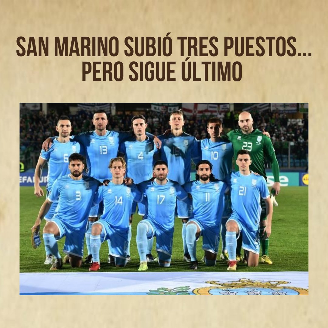 🇸🇲 ¡#SanMarino subió tres puestos en el #RankingFIFA!.. pero sigue ÚLTIMO.

¿Qué pasó? 👇🏼