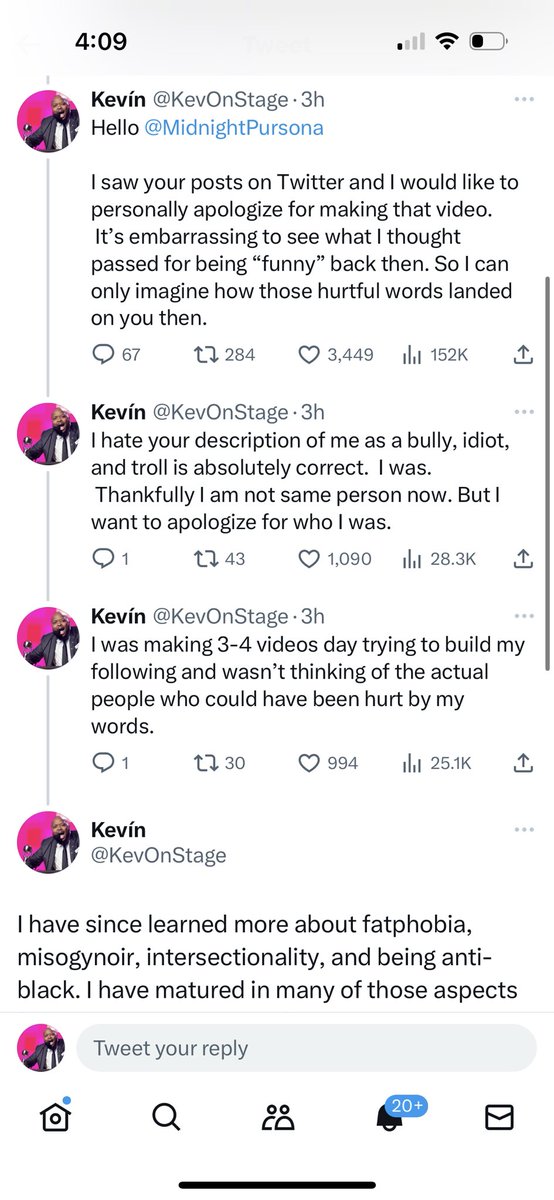 KevOnStage's tweet photo. I apologized to @MidnightPursona and she accepted it. https://t.co/Tw7Wdnmbe7