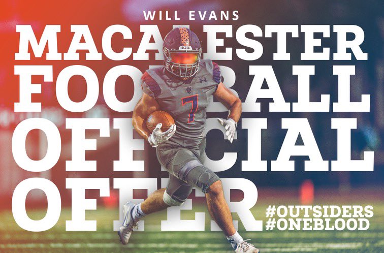 willevns17's tweet image. After a great conversation with @Phil_Nicolaides, I am excited to announce that I have received an offer from Macalester! @JonasRodriguez @FootballBga @CoachKBChung @thecoachtee