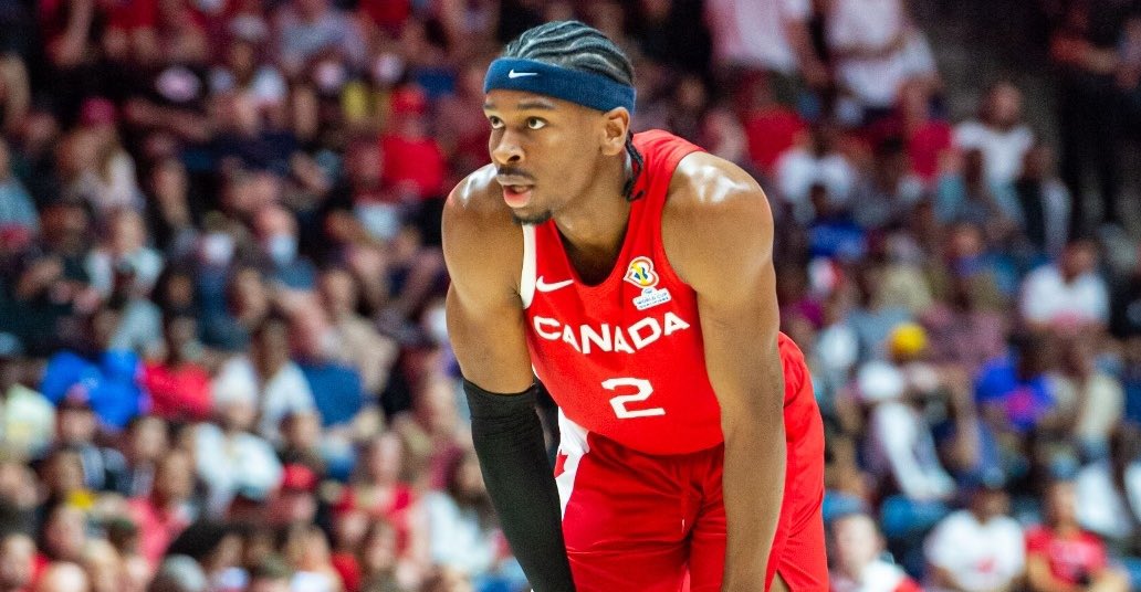hooperbreakdown's tweet image. Team Canada 🇨🇦 projected #FIBAWC Starting 5 is looking deadly

PG: Shai 
SG: Jamal Murray
SF: RJ Barrett
PF: Dillon Brooks/Dwight Powell
C: Kelly Olynk

Notable bench: Nickeil A-W , Oshae Brisset, Zach Edey, Cory Joseph

Is the USA in trouble this summer?